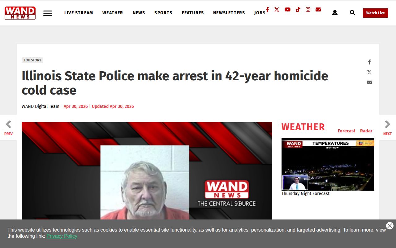 Massac County regional crime news story with source-labeled arrest image